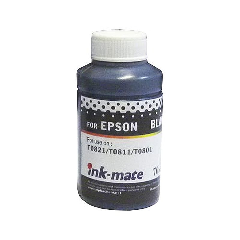 чернила Epson T0821/T0811/T0801 Stylus Photo R270/390/RX590/T50/P50 (ф,с,70) черный, Dye, InkMate